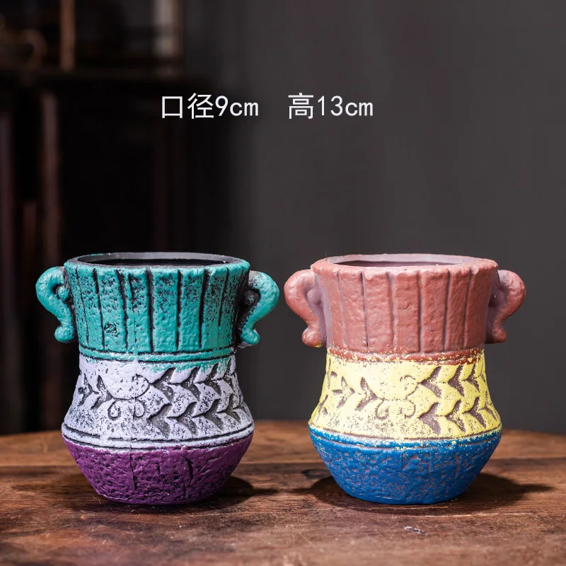 Wholesale Ceramic Small Succulent Plant Pot Simple Modern Porcelain Flower Pot Garden Green Potted Planter Mexican Pottery