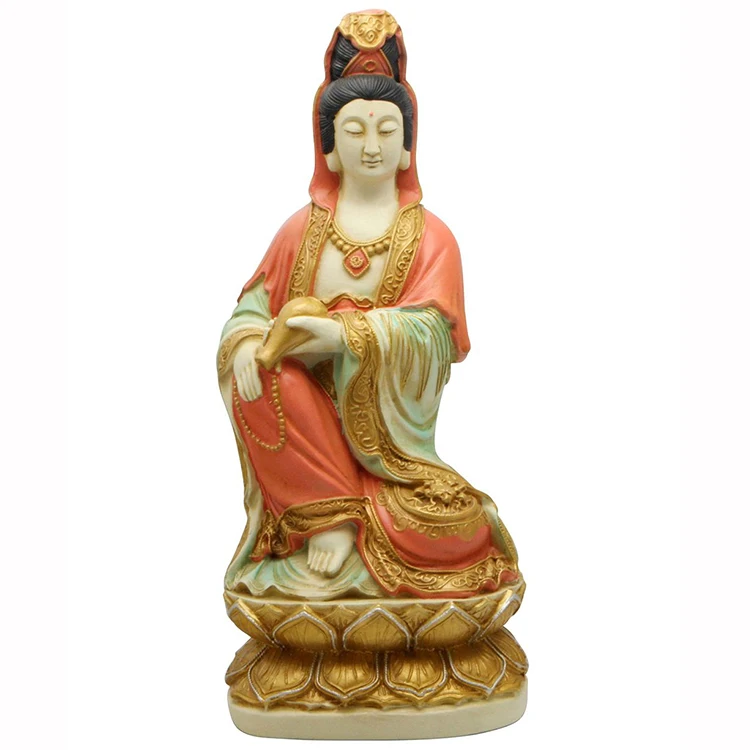 Wholesale Customized Fiberglass Religion Sculpture Large Pink Resin Guan Yin Buddha Statue For Sale