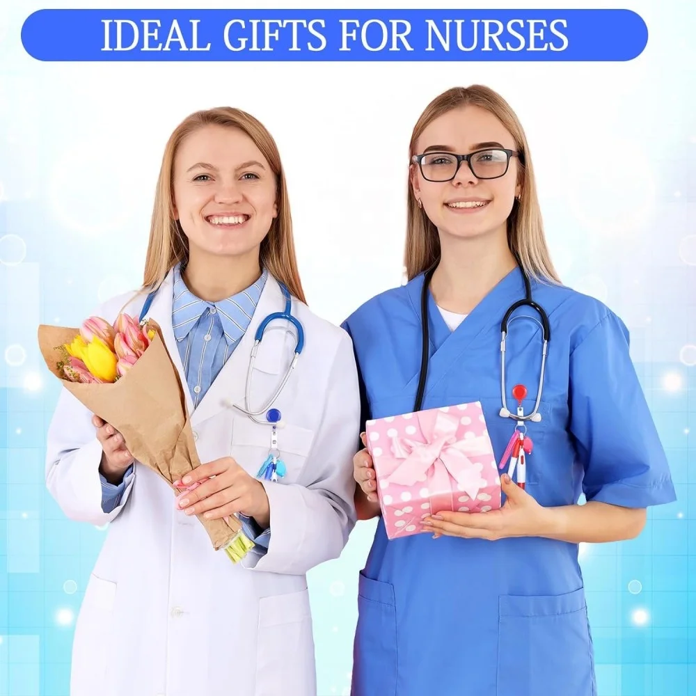 Retractable Shuttle Pen Set Badge Reel Mini Highlighter Neon Marker Pen Key Chain Flashlight Retractable Badge Reel Badge Holder