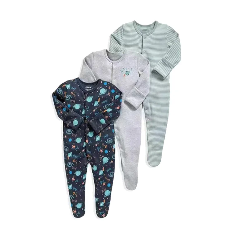 Baby Clothes Soft Newborn Romper Nordic Pattern Bamboo Cotton Infant Long Sleeved Leggings Jumpsuit