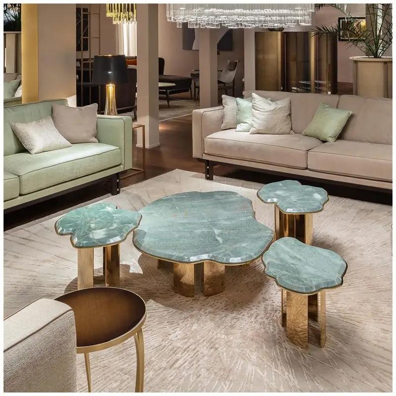 Popular promotional luxury modern practical living room furniture stone coffee table