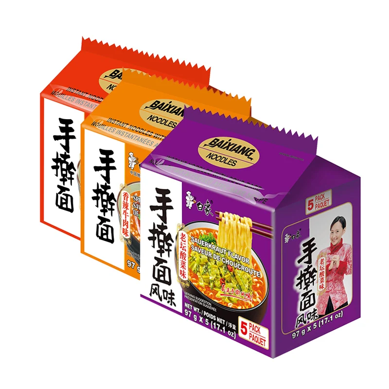 Roasted Beef Flavor Health Instant Ramen Wide Noodle Bulk With Good Taste