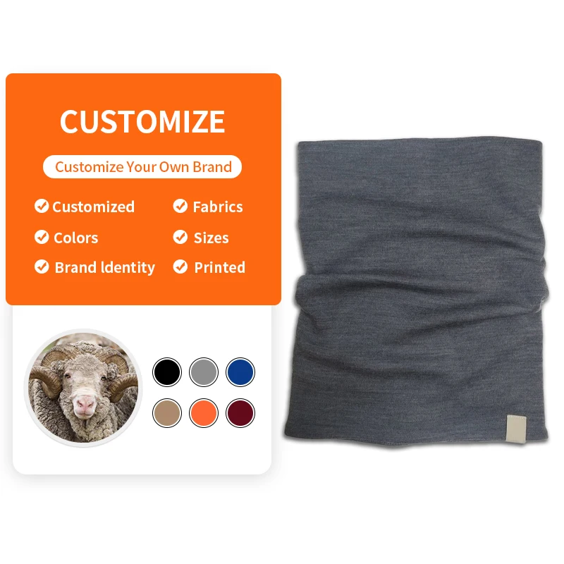 Enerup Merino Wool Outdoor Neck Warmer Gaiter Thermal Half Face Tube Bandana Scarf for Cycling Skiing