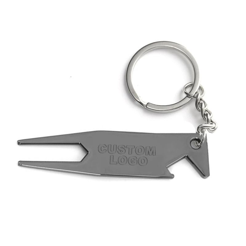 High Quality Custom Logo Design 2D 3D Die Cast Zinc Alloy Pocket Multi Use  Golf Divot Repair Tool Bottle Opener Keychain