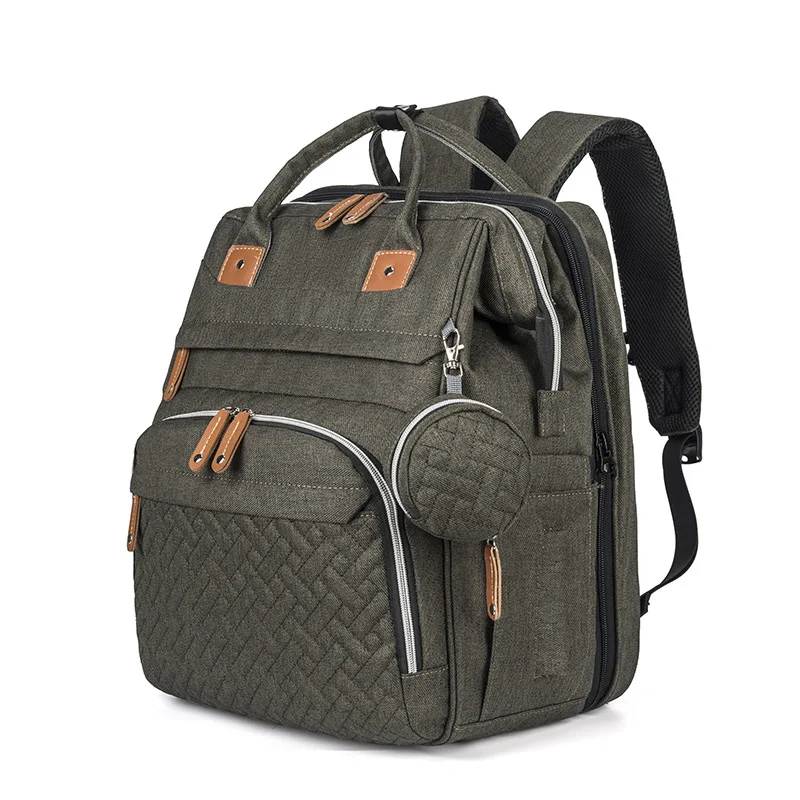 
Amazon Diaper Bag with Foldable Crib, Waterproof Travel Backpack with Portable Changing Station Baby Bag with USB Charging Port 