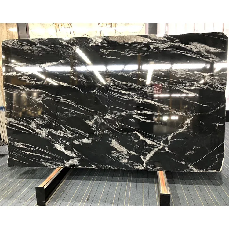 Customized Cosmic Black Marble Granite Stone Floor Tiles Polished Black Granite Slabs for wall