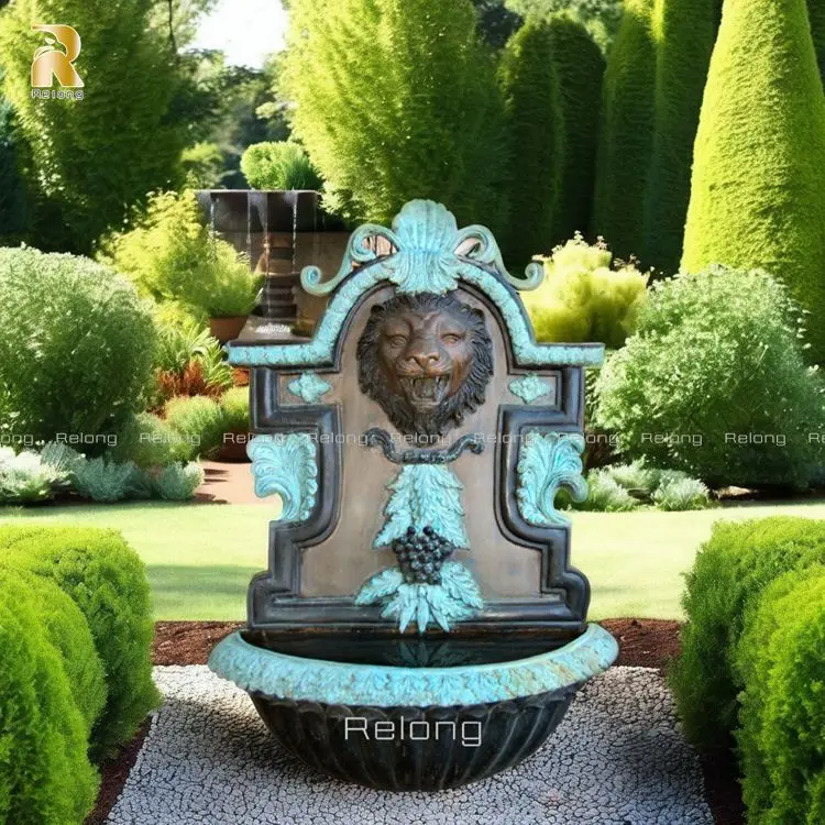 High Quality Garden Decor Bronze Lion Head Wall Water Fountain for Sale