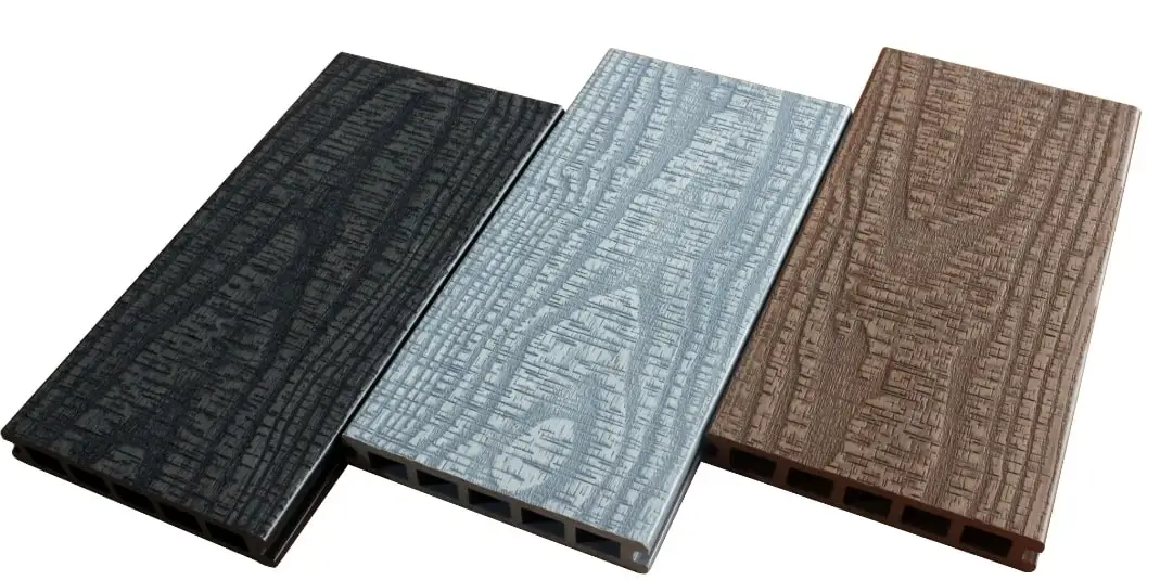 2022 Most popular  3D deep wood grain embossed hollow decking WPC in UK market