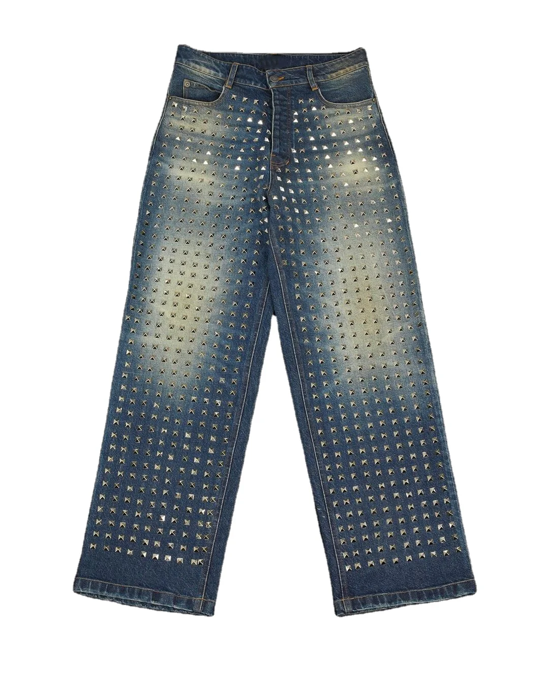 Customization Wholesale High Quality Embroidery French Dequin Lace Fabric Denim Pants Color Rhinestone Women Jean