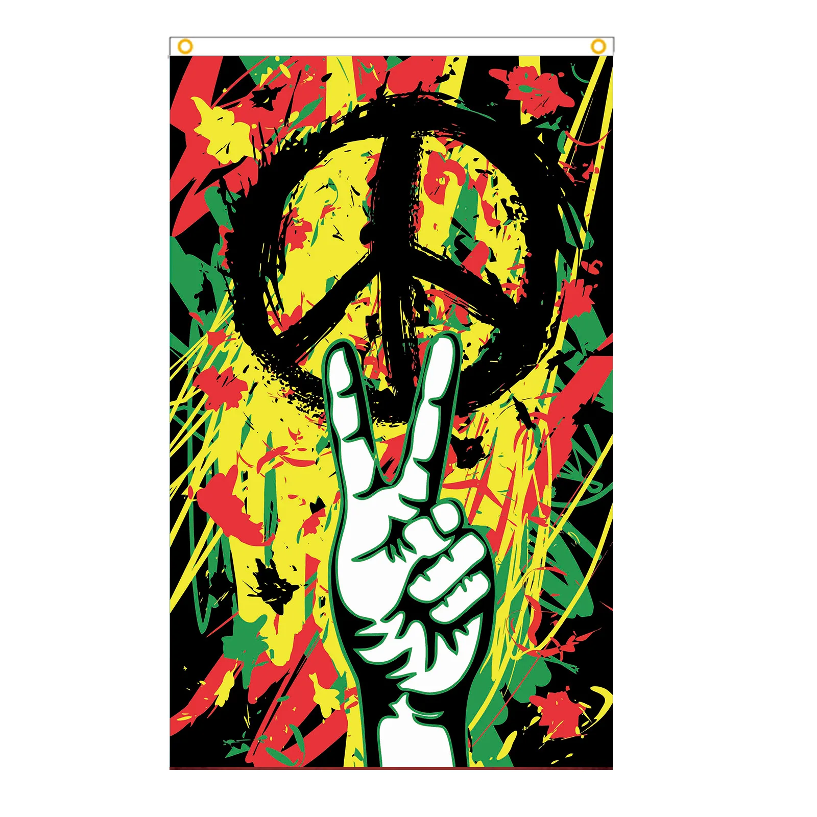HUGE Rasta Peace Graffiti Banner Flag, 5 Feet Tall! bong cloth poster