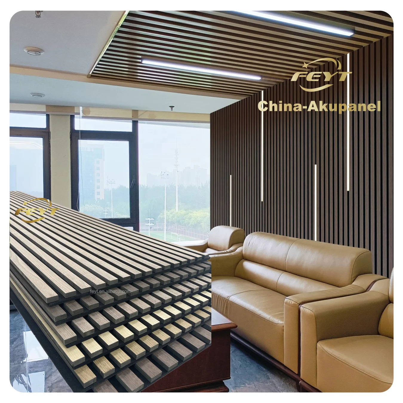 LED Light Wood Wall Decoration Panel Boards for Recording Studio Acoustic Ceiling Panel Wall Stickers