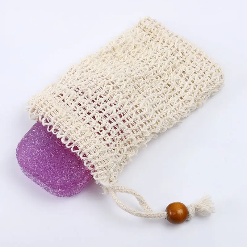 Natural Sisal Soap Saver Bag Pouch With Drawstring For Foaming,Drying Soaps,Exfoliation,Massage Shower Bath