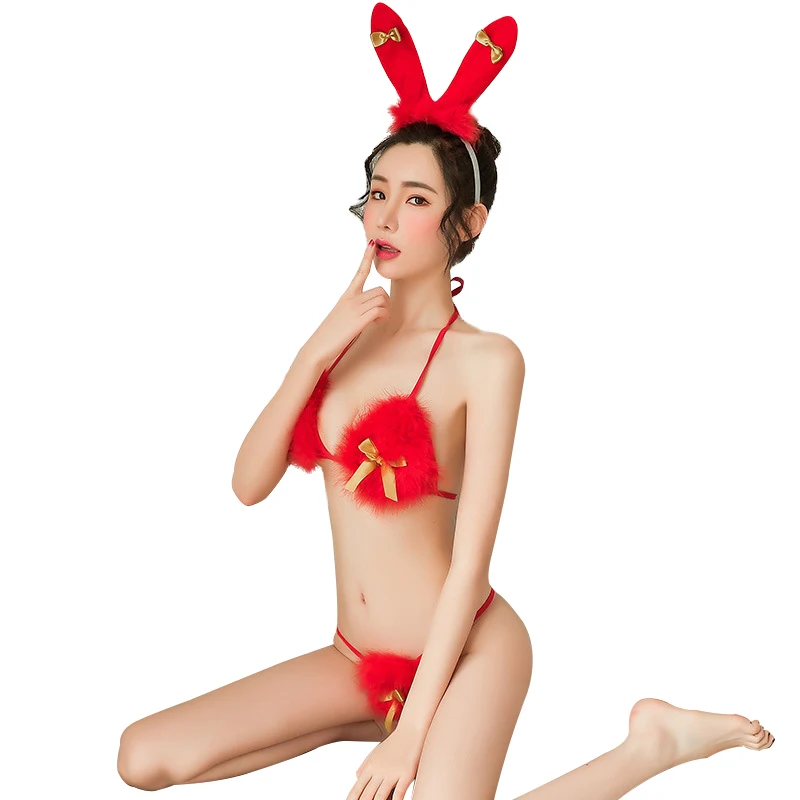 Sexy Lingerie Uniform Temptation Lingerie Femme Sexy Bra Playful Bunny Girl Headband Christmas Underwear Panties Allure Women