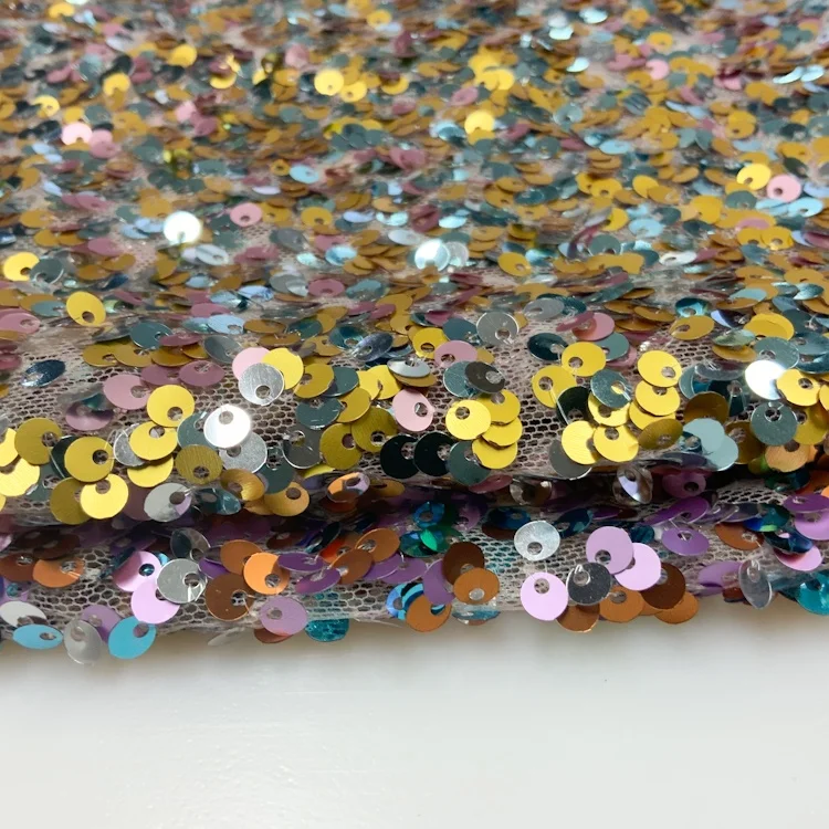 5mm rainbow colorful mermaid fish scale multi color red sequin fabric for girl dance dress S-10696