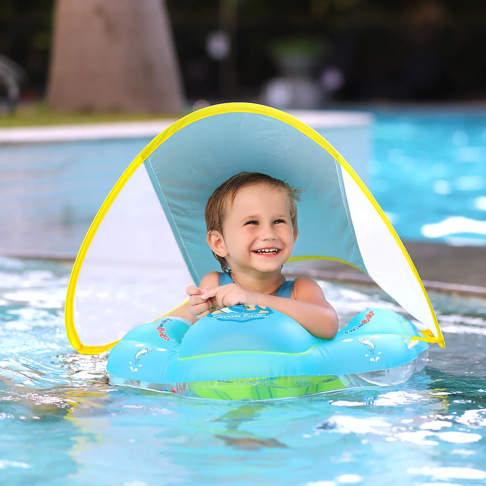 Inflatable water swim pool floats ring blue swimming pool baby portable floating rings floats with safety seat