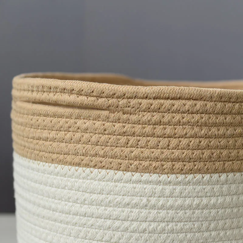 Hot Selling Large Capacity Cotton Rope And Paper Rope Woven Basket For Home Storage