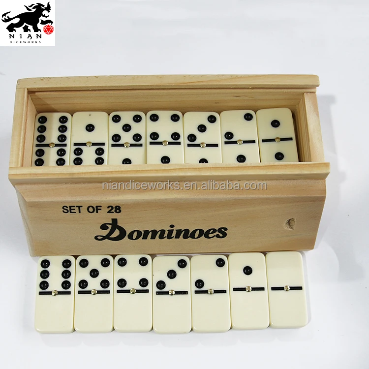 Wholesale wooden box acrylic domino block domino games 28 pcs dot dominos