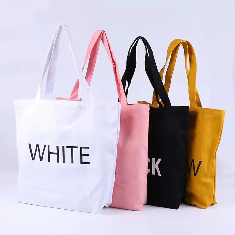 Wholesale Printable Logo Sublimation Shopping Bags Blank Customizable Size Solid Color Canvas Tote Bag Cotton Plain Shoulder Bag