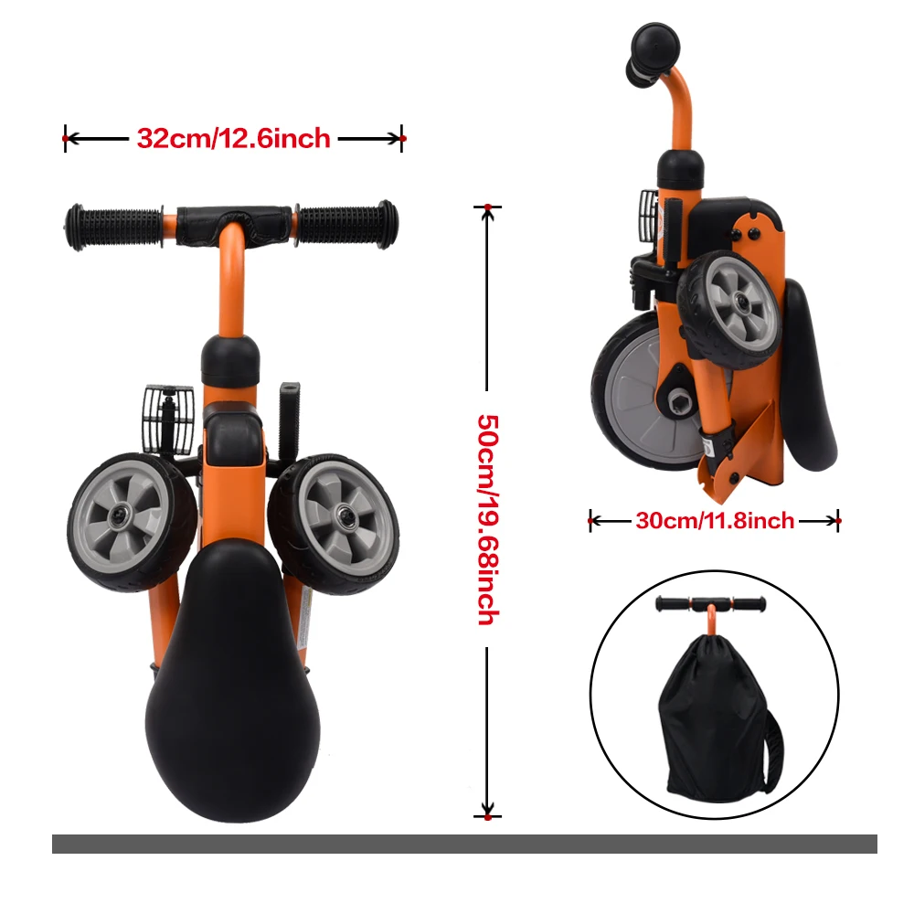 Korimefa wholesale CE approved  Baby tricycle car Balance Toys easy  2 in 1 folding tricycle