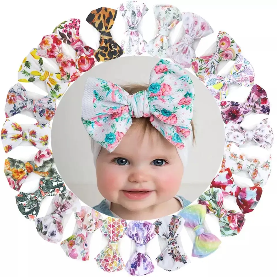 Wholesale Colorful Waffle Bullet African Print Headband Kawaii Hair Accessories Kids Hairband for Infant Toddler