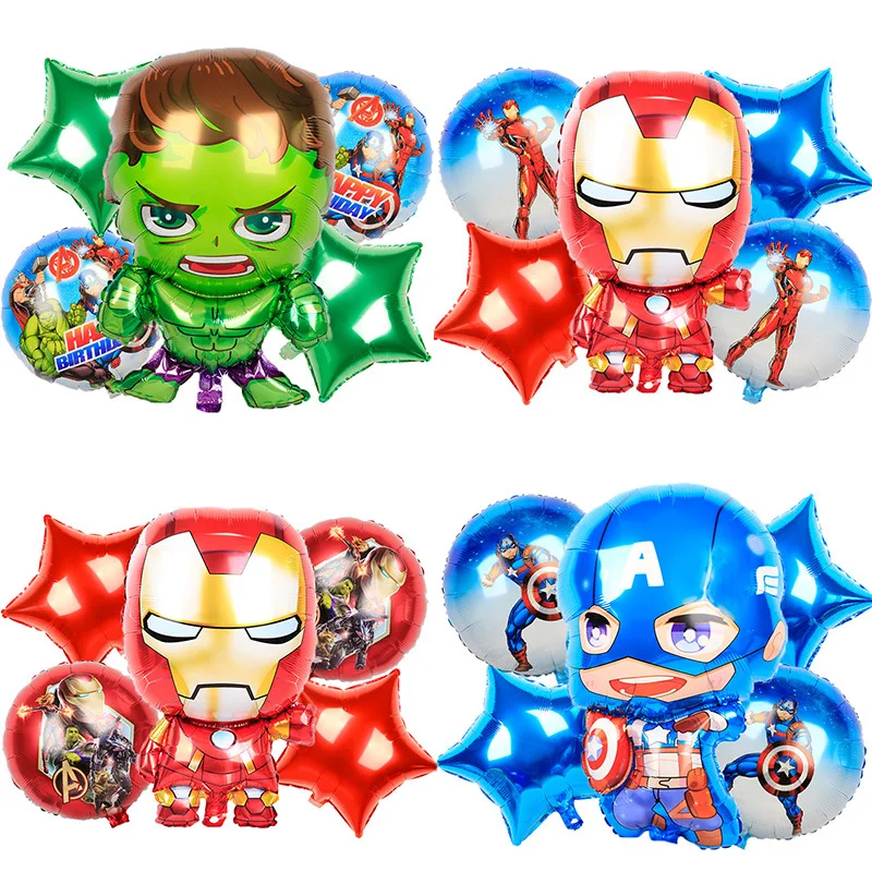 5 шт./компл. Мультяшные персонажи набор серии Globos Superhero детский надувной воздушный шар из фольги