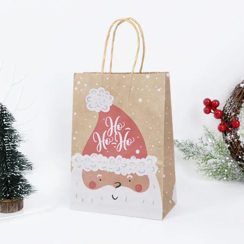 Merry Christmas Paper Gift Bags for Christmas Snack Clothing Present Box Packing Xmas Bag