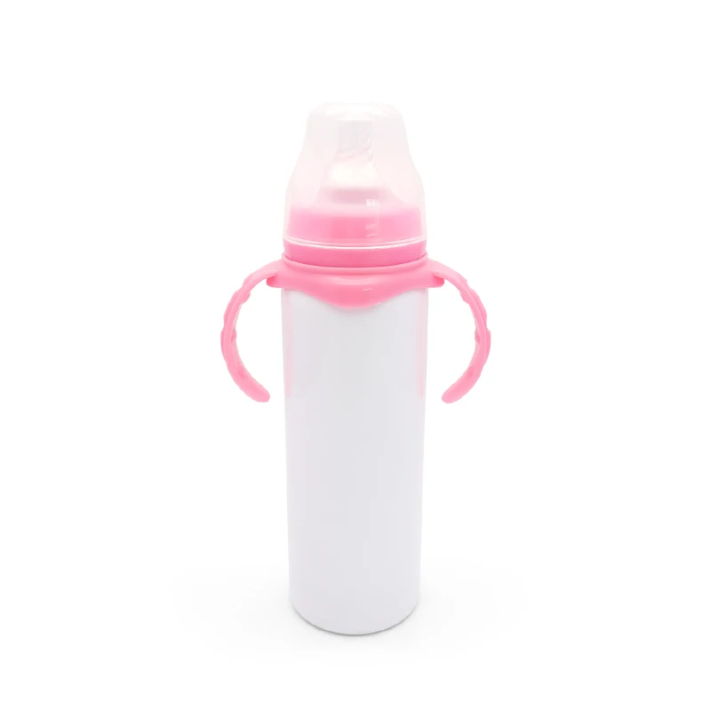 BPA Free 8oz double wall baby feeding bottle stainless steel milk bottle with silicone nipple