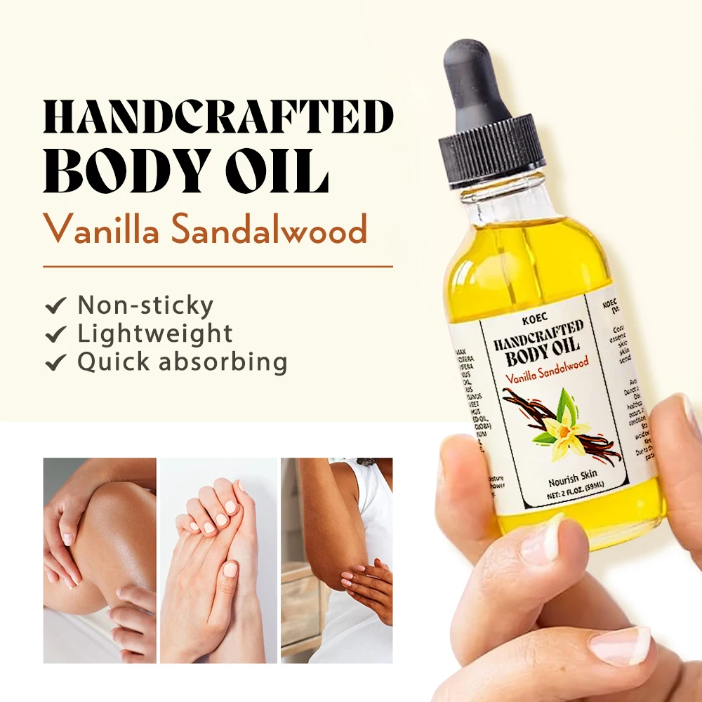 KOEC Handcrafted Vanilla Sandalwood Body Oil For Smooth and Silky Skin Moisturizer Fragrance Body Care Accept Customized Logo