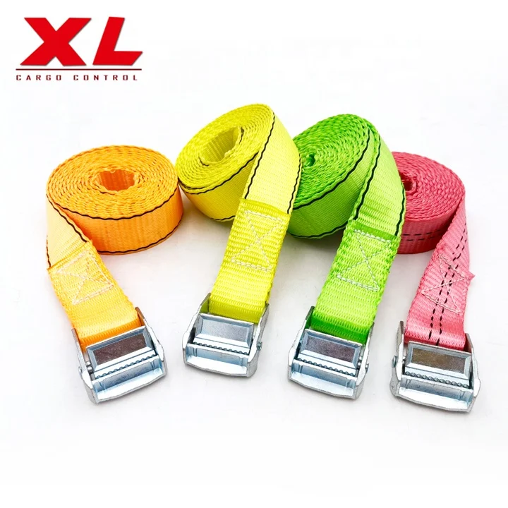 250kgs ring 25mm ratchet strap with cam buckle custom logo print tie down cargo lashing straps