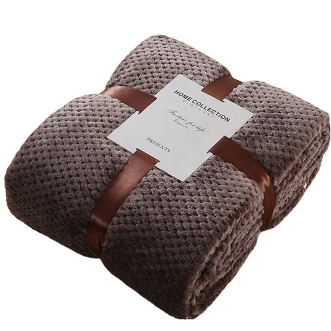 Soft textured microfiber waffle flannel fleece throw blanket wholesale
