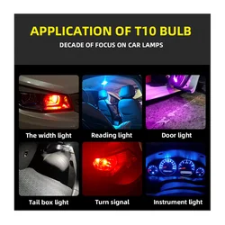 194 T10 Cob Led Car Bulb 3000K Amber 6000 White Green Blue Red Wedge License Plate Lamp Dome Light White Diode