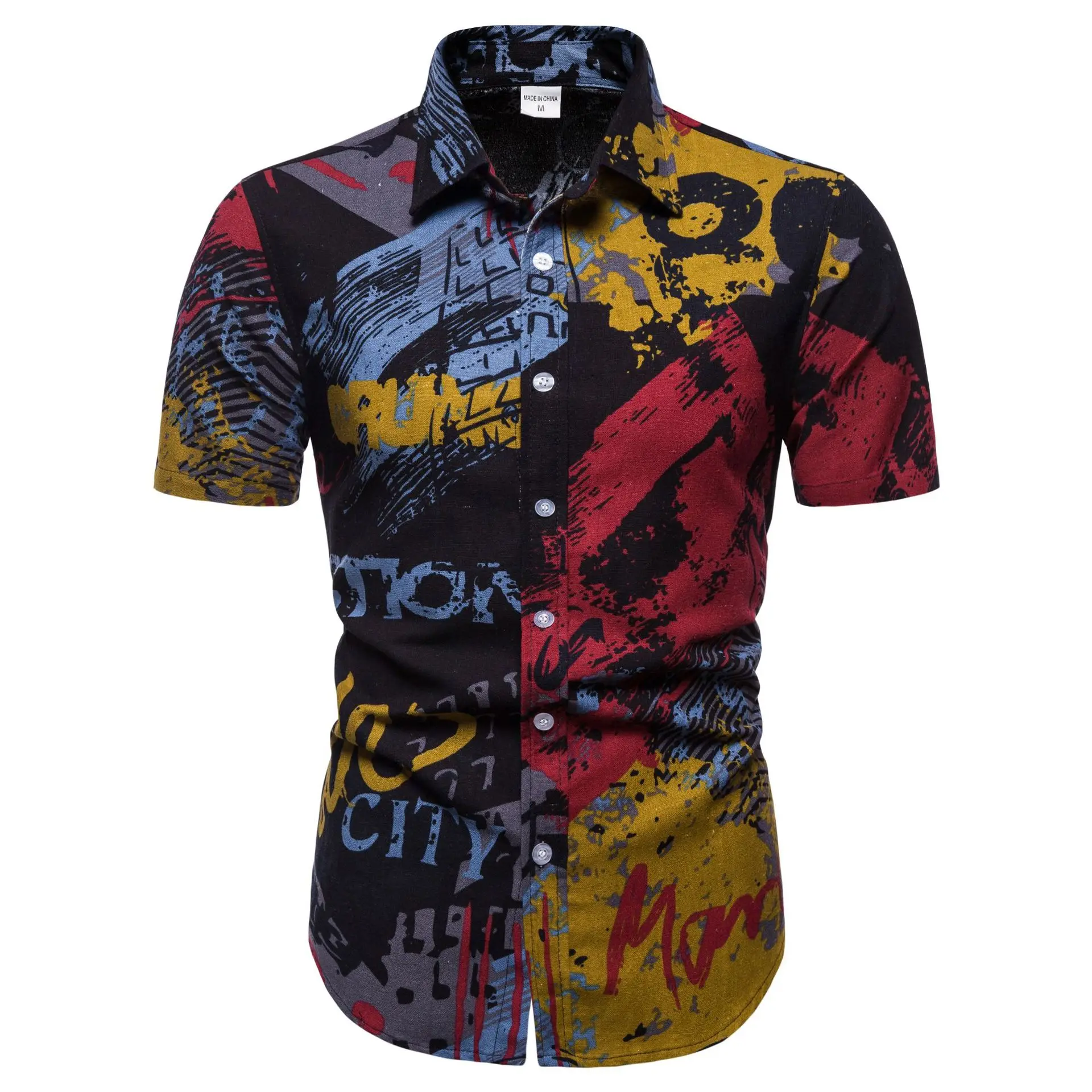 Wholesale Printed Button Short Sleeve Collar Summer Casual Shirts for Men