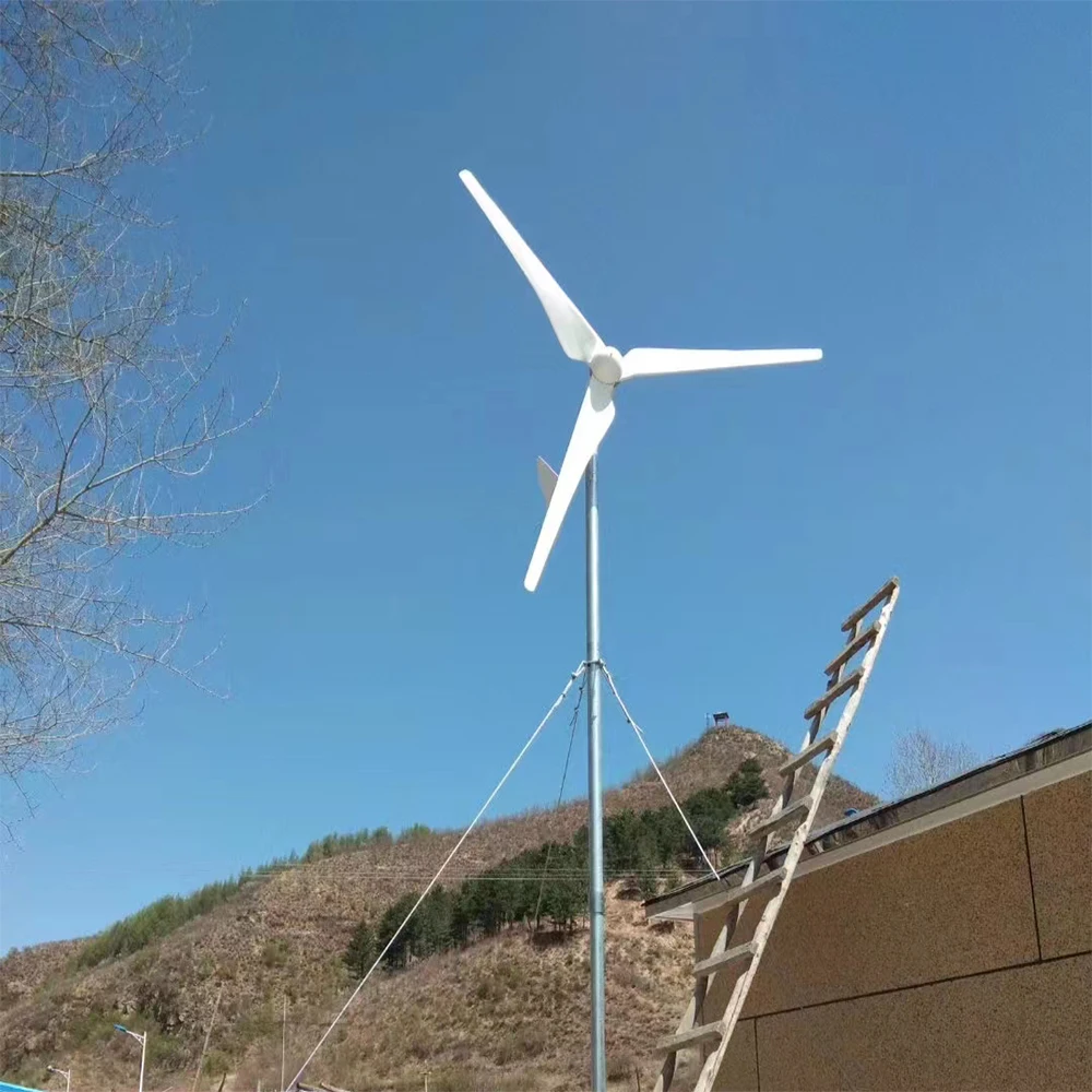 Wind Turbine Generator Complete Set Small Wind Generator Home Use Low Noise 1000W 2000W 3000W 24V 48V Aluminum Alloy HELIOS