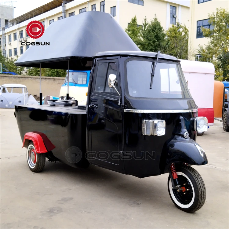 New Design Electric Coffee Tricycle Piaggio Ice Cream Food Cart With CE Mobile Pancake Food Truck for Sale