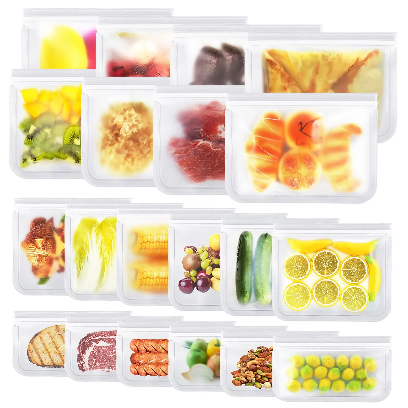 High Quality Eco Friendly Leakproof Reusable Freezer Liquid Food Storage Bag Reusable Ziplock Bags