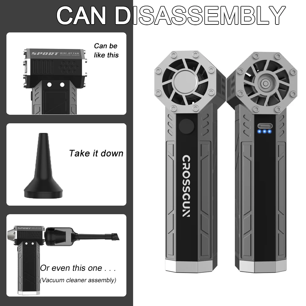 CROSSGUN 12000RPM High Speed Strong Mini Jet Turbo Fan Powerful Air Dust Blower Car Cleaner Dryer Portable Fan