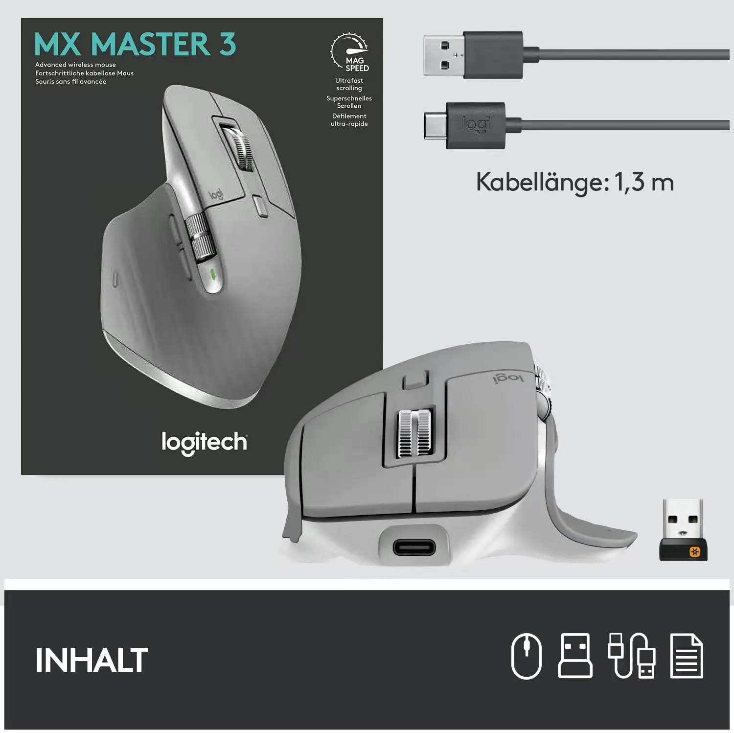 Logitech MX Master 3 улучшенная беспроводная мышь ультратонкая прокрутка эргономичная 4000 точек/дюйм Настройка usbc Bt USB