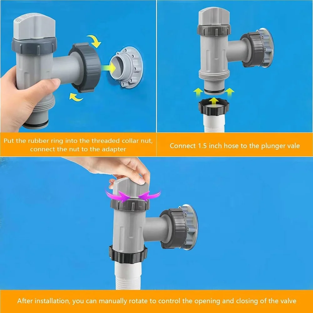 Replacement Pool Pump Part with Plunger Valve 1.5 inch Outlet Strainer and Gasket Nuts
