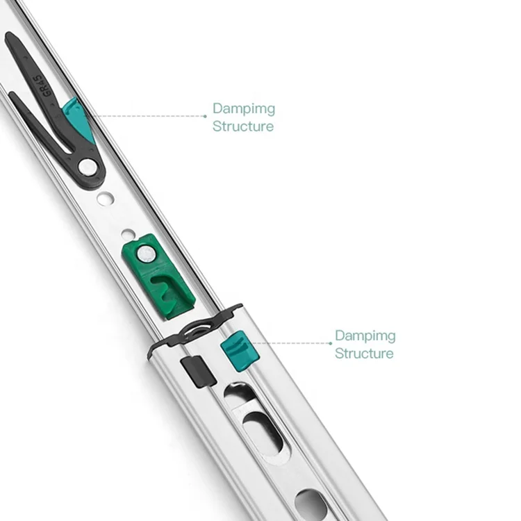 Ronghui Soft Telescopic Full Extension 3-fold Cold Rolled Steel Drawer Fittings Damping Ball Bearing Slide Rail