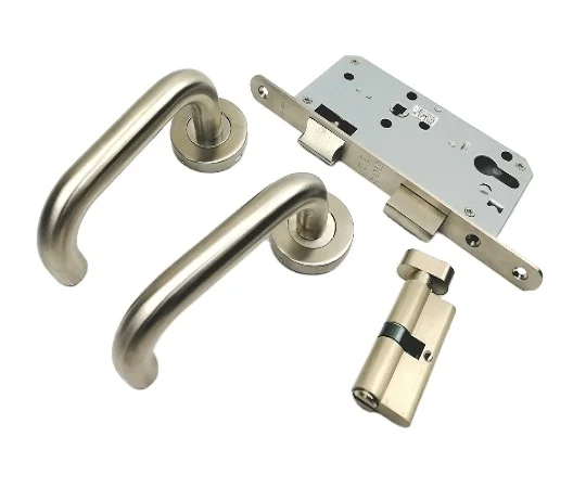 High Quality Security Mortise Door Lock Handle Set Aluminum Plate Door Level Handle With Lock Body And Lock Cylinder