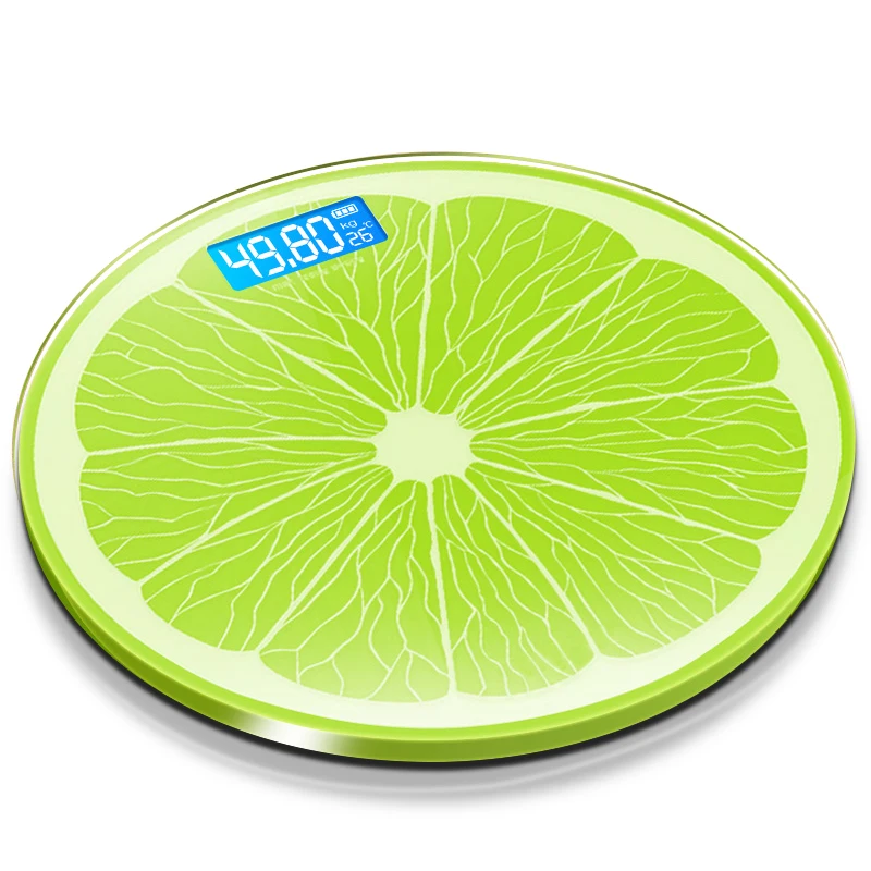 household cartoon glass lemon pattern electronic180kg 360lb body personal bathroom scale