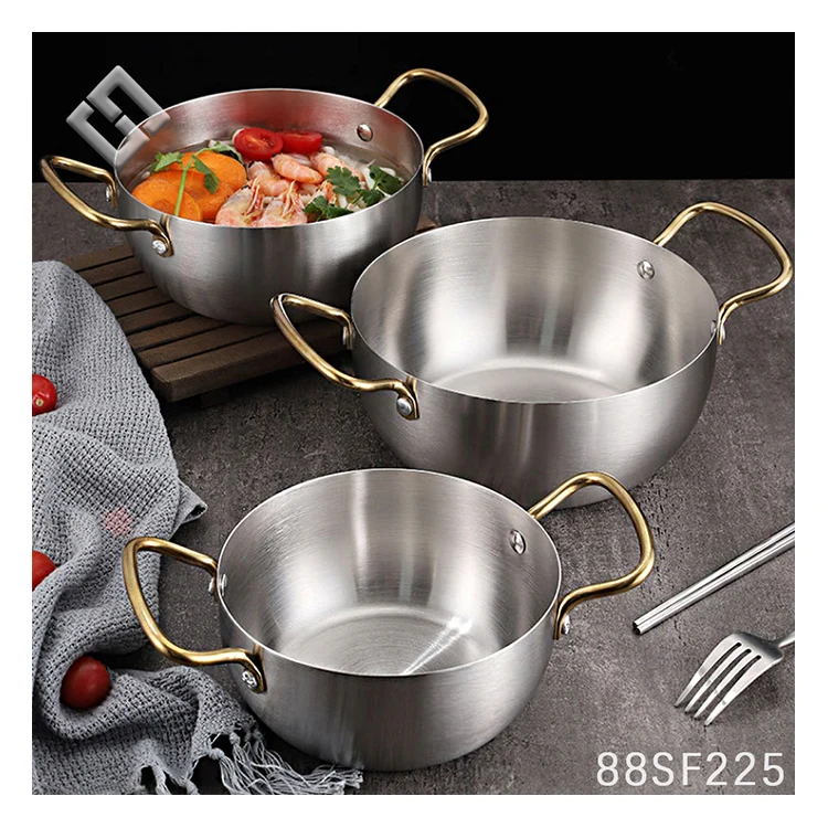 Korean Restaurant Kitchen Cookware Stainless Steel Soup Pot Mini Hot Pot Wholesale Cooking Pots