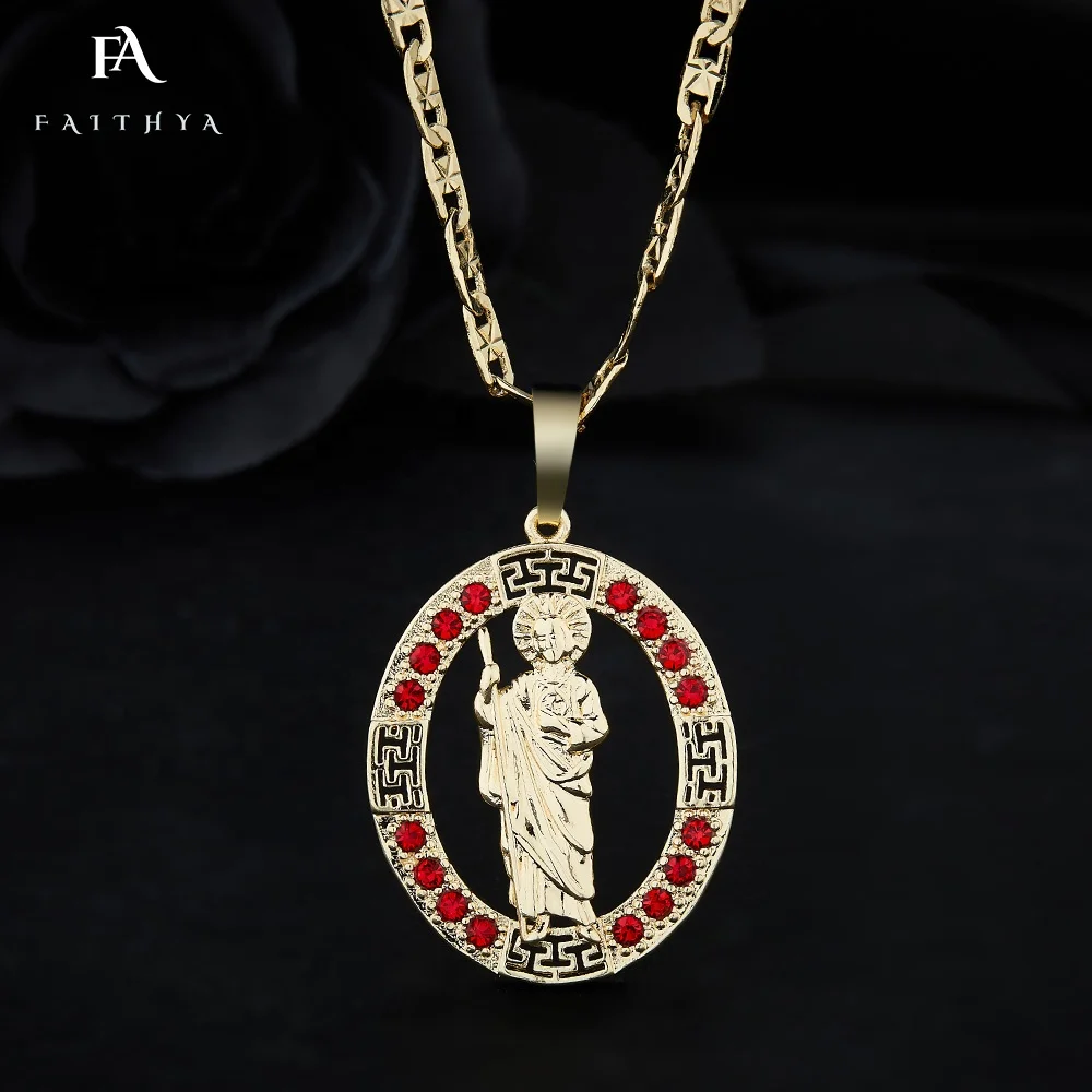 FP1081 классический стиль золотой ламинат 14 к Католическая Медаль надпись персонализированное ожерелье из Св. Джуда для мужчин и женщин