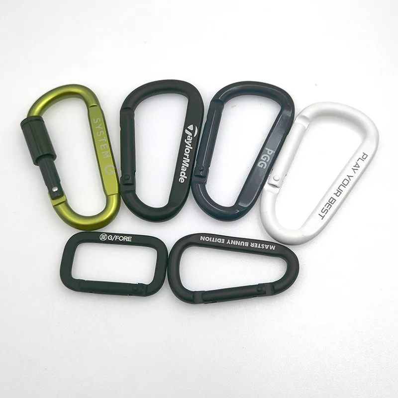Wholesale Promotional Multifunctional Pink Color Powder Coated Painted D Shape One Inch Hook Clasp Keychain With Ring Carabiners