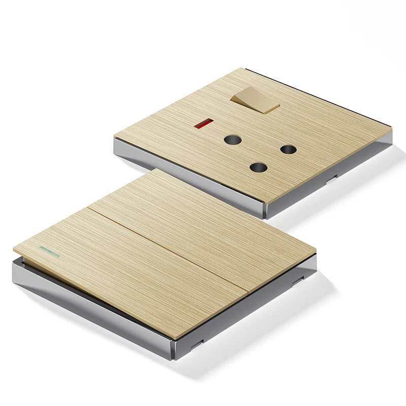 S1 Plating embossed PC panel 20A DP Silver brushed electric button smart touch wall switch for home hotel