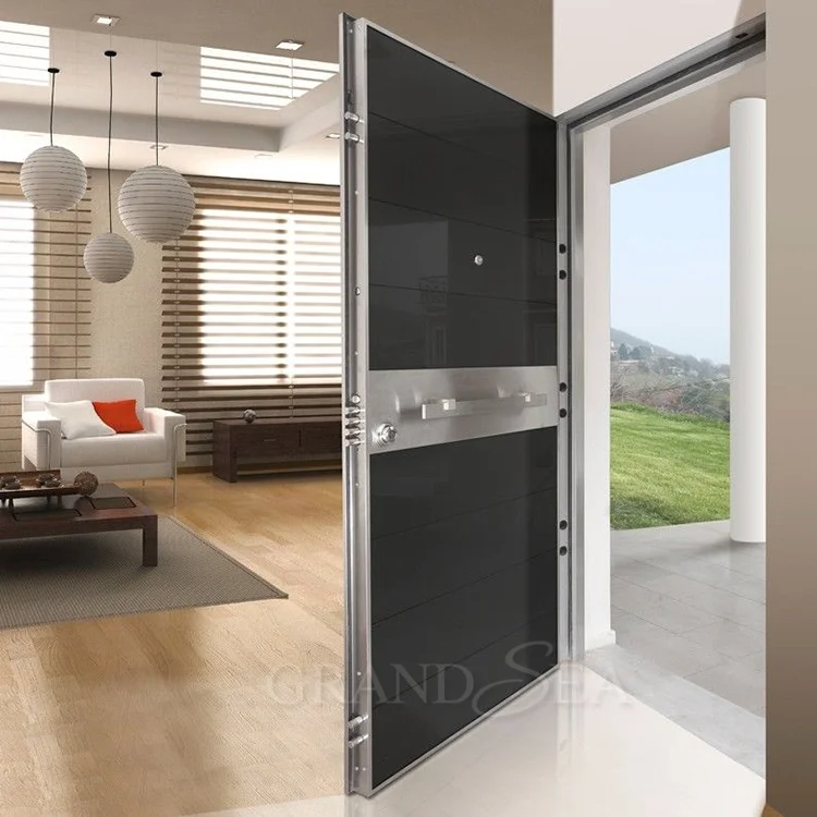 
Italian Front Door Design Villa Pivot Entrance Security Luxury Front Pivot Door Modern Entry Black Aluminum Pivot Door 