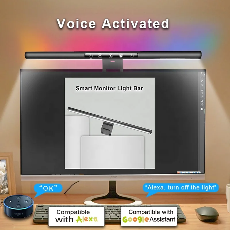 High Quality Music Dancing light Led RBG5050 Monitor Lamp Bar Remote by APP Voice and Touch  in office houses and internet cafe