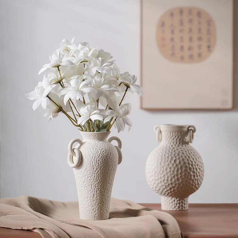 Dual-Ear Handle Ancient Greek Vase Style Indoor Ceramic Pots for Plants Home Decor Ornament Centerpieces Ceramic Flower Vase