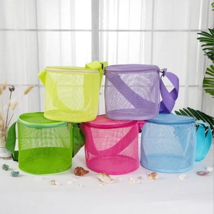 New Arrival Adults Kids Beach Bucket Mesh Shell Tote Bag Sand Toys Bag Monogrammed Personalized Summer Mesh Beach Bag