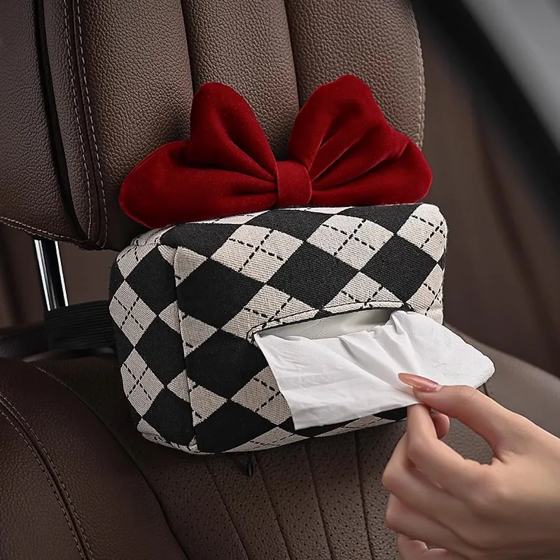 Customizable Logo Car Leather Tissue Box Hanging Car Seat Back Sunroof Visor Armrest Box Creative Paper Box Automotive Supplies